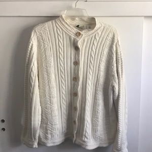 L. L. Bean Fisherman Aran Cardigan Cotton